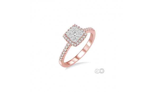 Ashi 14k Rose Gold Square Shape Diamond Lovebright Engagement Ring