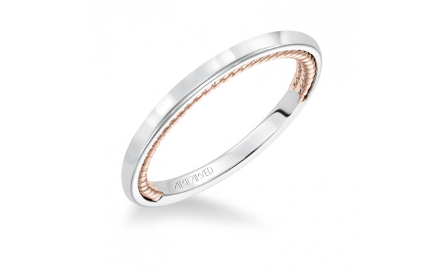 Artcarved Bridal Band No Stones Contemporary Rope Solitaire Wedding Band Cameron 14K White Gold Primary & 14K Rose Gold - 31-V589R-L.00
