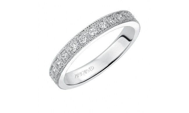 Artcarved Bridal Mounted with Side Stones Vintage Eternity Diamond Anniversary Band 14K White Gold - 33-V97C4W65-L.00