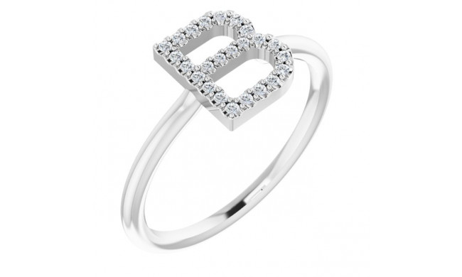 14K White 1/8 CTW Diamond Initial B Ring - 1238346005P