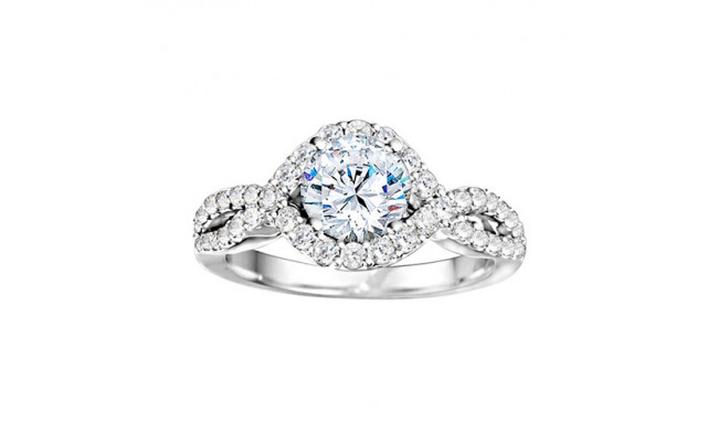 True Romance 14k White Gold 0.74ct Diamond Halo Semi Mount Engagement Ring