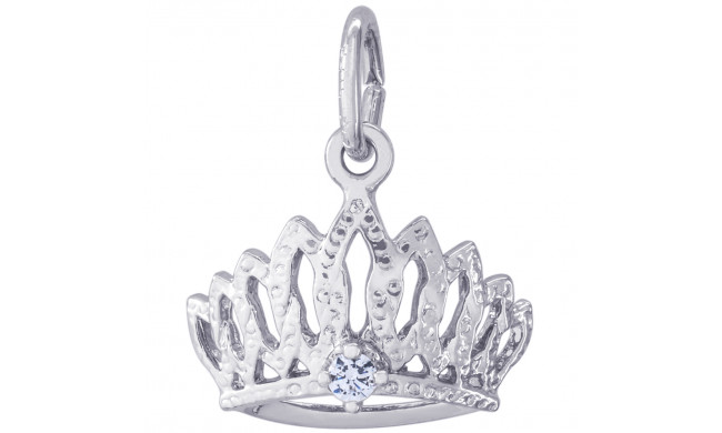 Sterling Silver Tiara With Stone Charm