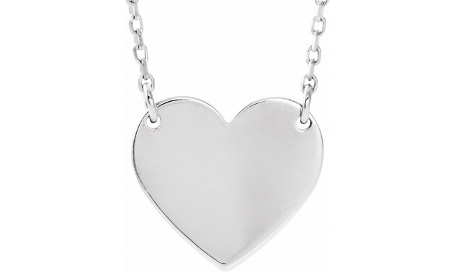 14K White Engravable 12x11 mm  Heart 16-18 Necklace - 867741000P