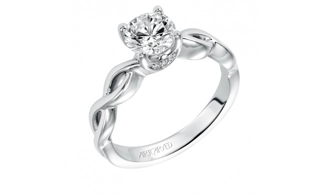 Artcarved Bridal Mounted with CZ Center Contemporary Twist Solitaire Engagement Ring Alicia 14K White Gold - 31-V571ERW-E.00