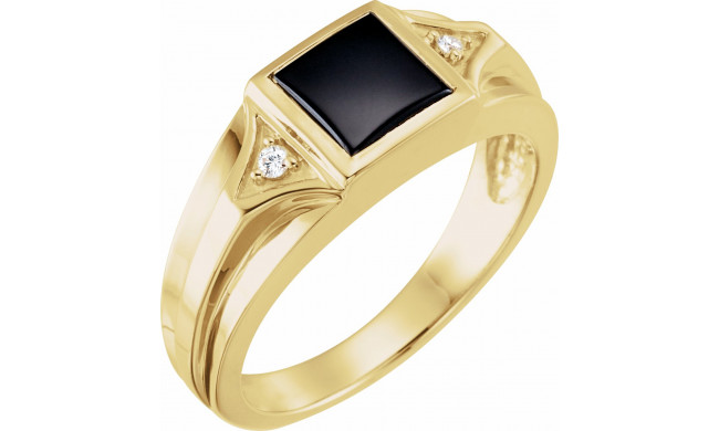 14K Yellow Onyx & .04 CTW Diamond Bezel-Set Ring - 62463274461P