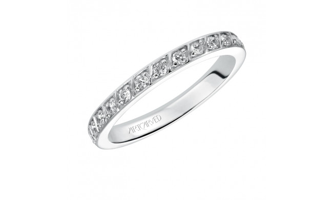 Artcarved Bridal Mounted with Side Stones Contemporary Eternity Diamond Anniversary Band 14K White Gold - 33-V90C4W65-L.00