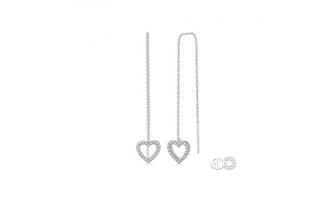 Ashi 10k White Gold Heart Thread Diamond Earrings