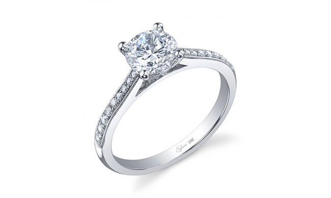 0.13tw Semi-Mount Engagement Ring With 1ct Round Head