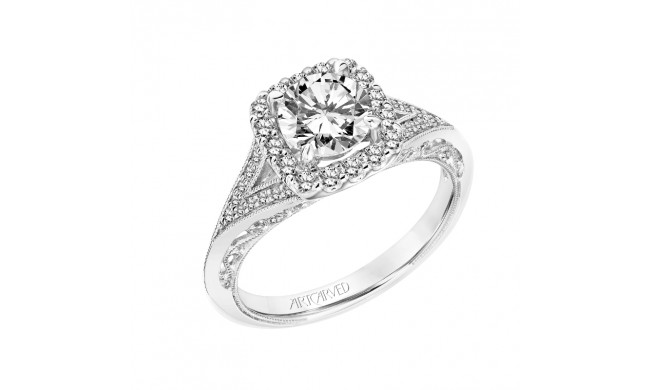 Artcarved Bridal Mounted with CZ Center Vintage Filigree Halo Engagement Ring Prudence 18K White Gold - 31-V796ERW-E.02
