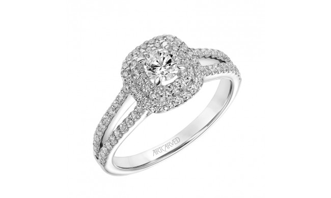 Artcarved Bridal Mounted Mined Live Center Classic One Love Halo Engagement Ring Dorothy 14K White Gold - 31-V610BRW-E.00