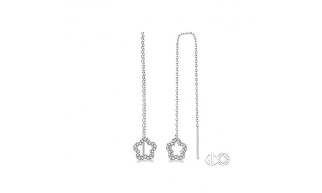 Ashi 10k White Gold Flower Threader Diamond Earrings
