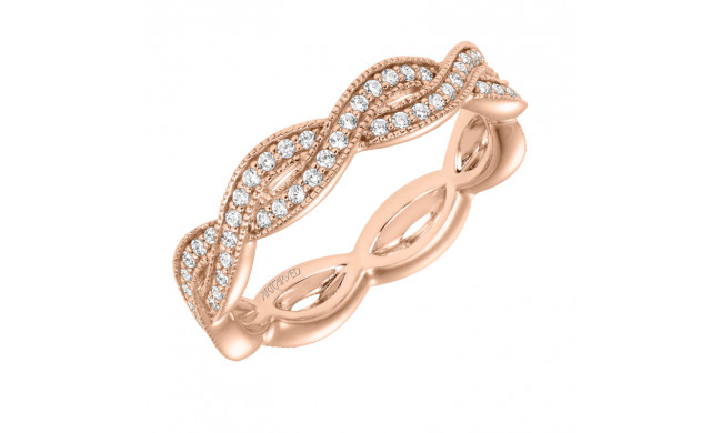 Artcarved Bridal Mounted with Side Stones Stackable Eternity Diamond Anniversary Band 14K Rose Gold - 33-V12C4R65-L.00