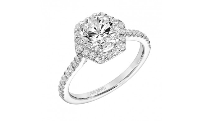 Artcarved Bridal Semi-Mounted with Side Stones Contemporary Halo Engagement Ring Lorelei 14K White Gold - 31-V850ERW-E.01
