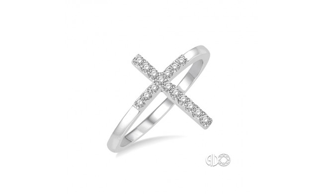 Ashi 10k White Gold Cross Diamond Ring