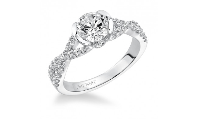 Artcarved Bridal Semi-Mounted with Side Stones Contemporary Engagement Ring Adeena 14K White Gold - 31-V596ERW-E.01
