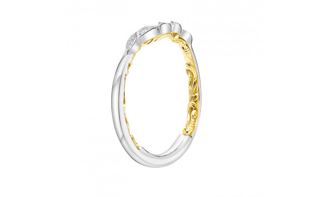 Artcarved Bridal Mounted with Side Stones Contemporary Lyric Diamond Wedding Band Charnelle 14K White Gold Primary & 14K Yellow Gold - 31-V922WY-L.00
