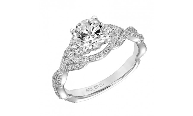 Artcarved Bridal Semi-Mounted with Side Stones Contemporary Twist Engagement Ring Dakota 18K White Gold - 31-V873ERW-E.03