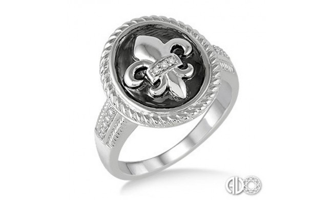 Ashi Diamonds Silver Fleur De Lis Ring