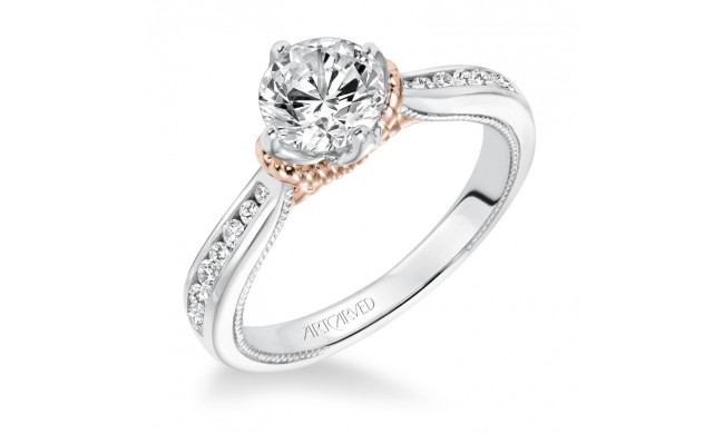 Artcarved Bridal Mounted with CZ Center Contemporary Engagement Ring Posey 14K White Gold Primary & 14K Rose Gold - 31-V586ERR-E.00