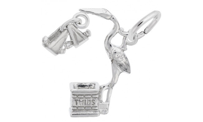Rembrandt Sterling Silver Stork Twins Charm