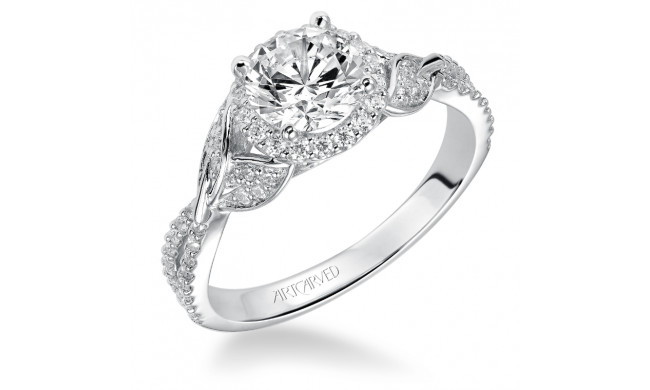 Artcarved Bridal Semi-Mounted with Side Stones Contemporary Engagement Ring Olga 14K White Gold - 31-V524ERW-E.01