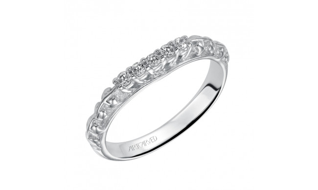 Artcarved Bridal Mounted with Side Stones Vintage Diamond Wedding Band Avery 14K White Gold - 31-V287W-L.00