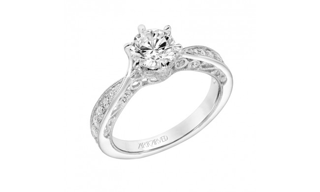 Artcarved Bridal Semi-Mounted with Side Stones Vintage Filigree Diamond Engagement Ring Cornelia 18K White Gold - 31-V788ERW-E.03