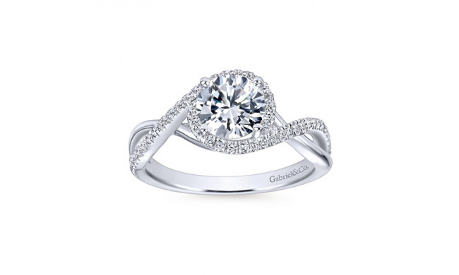Gabriel & Co 14k White Gold Round Criss Cross Engagement Ring