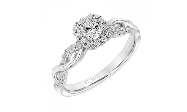 Artcarved Bridal Mounted Mined Live Center Contemporary One Love Halo Engagement Ring Bella 18K White Gold - 31-V320ARW-E.01