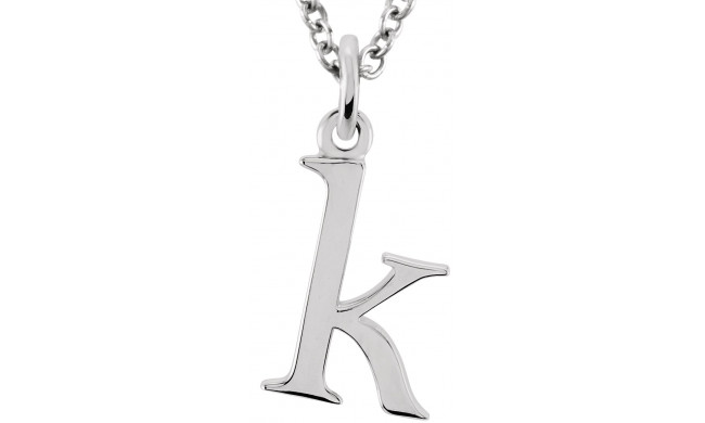 14K White Lowercase Initial k 16 Necklace - 8578070031P