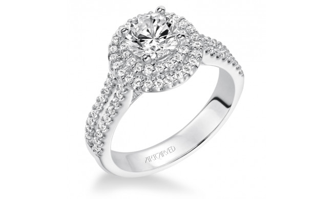 Artcarved Bridal Semi-Mounted with Side Stones Classic Halo Engagement Ring Kristen 14K White Gold - 31-V609ERW-E.01