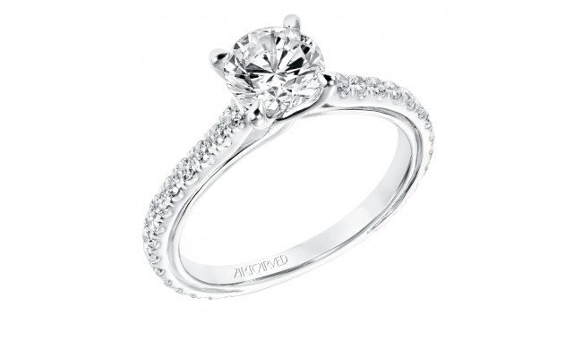 Artcarved Bridal Semi-Mounted with Side Stones Contemporary Twist Engagement Ring Carmen 14K White Gold - 31-V706ERW-E.01