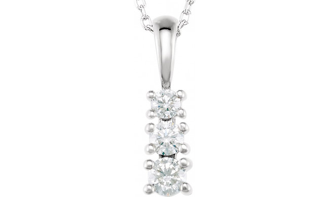 14K White 1/3 CTW Diamond 3-Stone 18 Necklace - 2162460002P