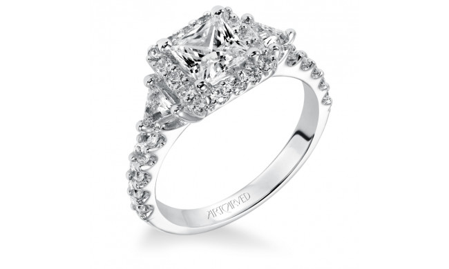 Artcarved Bridal Semi-Mounted with Side Stones Contemporary 3-Stone Engagement Ring Libby 14K White Gold - 31-V379ECW-E.01