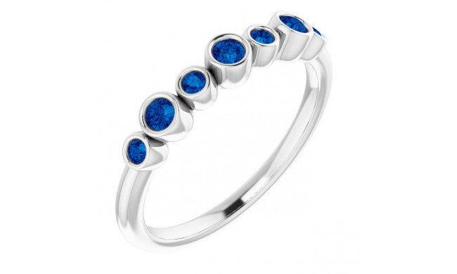 14K White Blue Sapphire Bezel-Set Ring - 71844650P