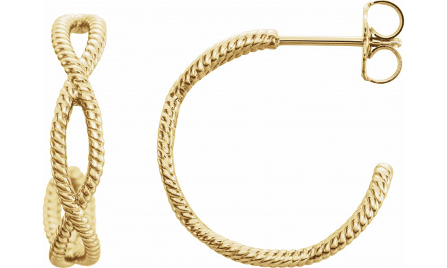 14K Yellow 17x3.6 mm Rope Hoop Earrings - 86450602P