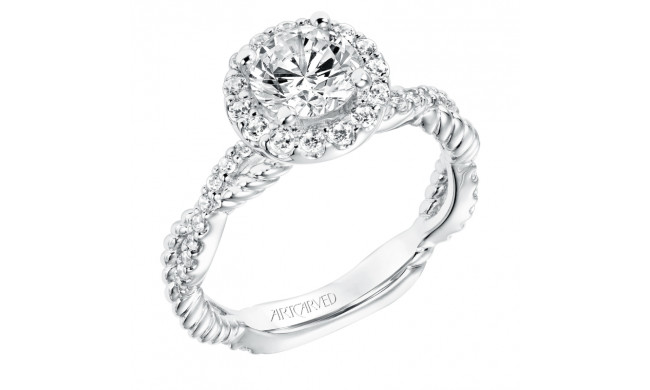 Artcarved Bridal Mounted with CZ Center Contemporary Rope Halo Engagement Ring Isobel 14K White Gold - 31-V699ERW-E.00