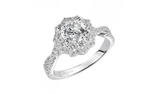 Artcarved Bridal Semi-Mounted with Side Stones Contemporary Floral Halo Engagement Ring Natasha 14K White Gold - 31-V452ERW-E.01