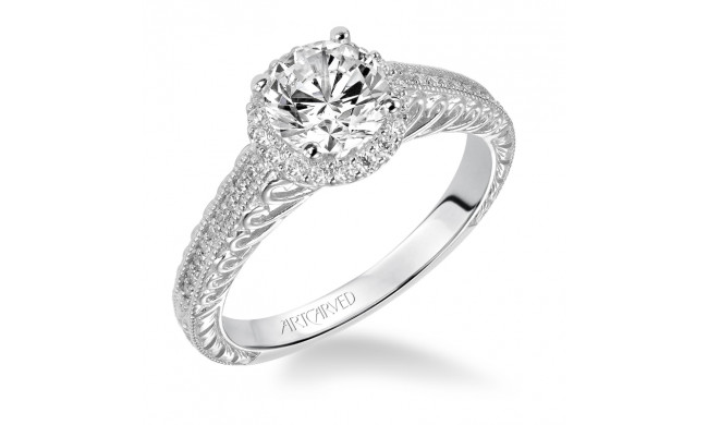 Artcarved Bridal Mounted with CZ Center Vintage Filigree Halo Engagement Ring Roseanne 14K White Gold - 31-V530ERW-E.00