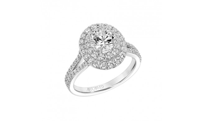 Artcarved Bridal Mounted with CZ Center Classic Halo Engagement Ring Bree 18K White Gold - 31-V886ERW-E.02
