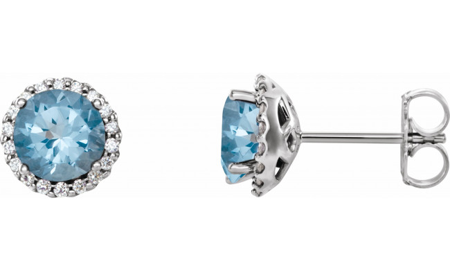 14K White Aquamarine & 1/6 CTW Diamond Earrings - 86509990P