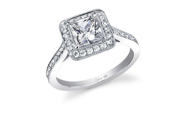 0.38tw Semi-Mount Engagement Ring With 1ct Princess Head