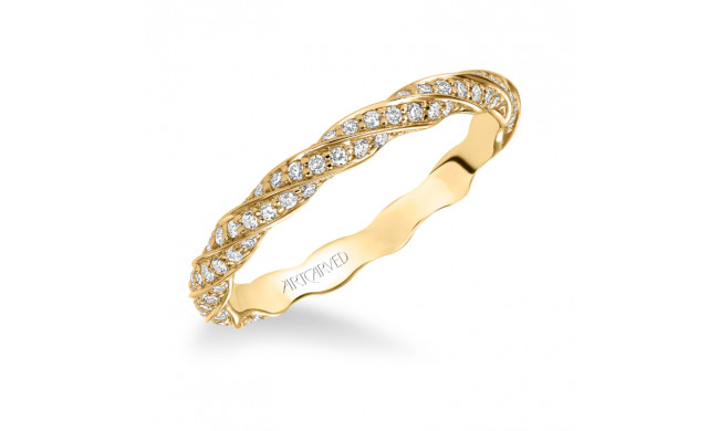 Artcarved Bridal Mounted with Side Stones Stackable Eternity Diamond Anniversary Band 14K Yellow Gold - 33-V11C4Y65-L.00