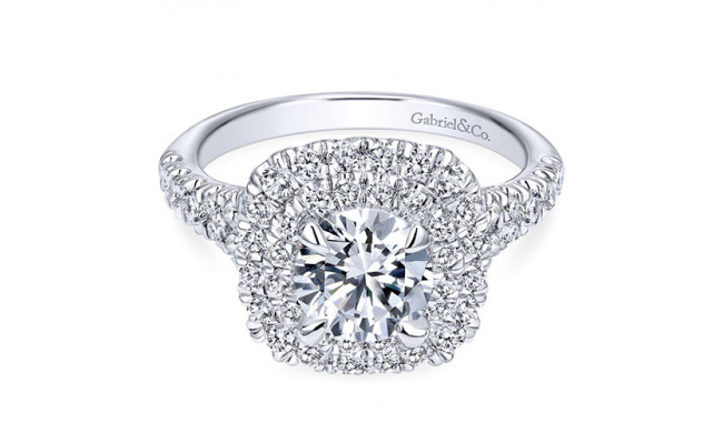 Gabriel & Co.14k White Gold Round Double Halo Engagement Ring