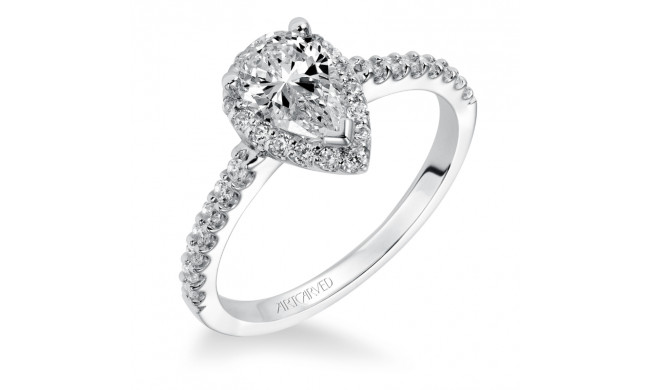 Artcarved Bridal Semi-Mounted with Side Stones Classic Halo Engagement Ring Layla 14K White Gold - 31-V324EPW-E.01