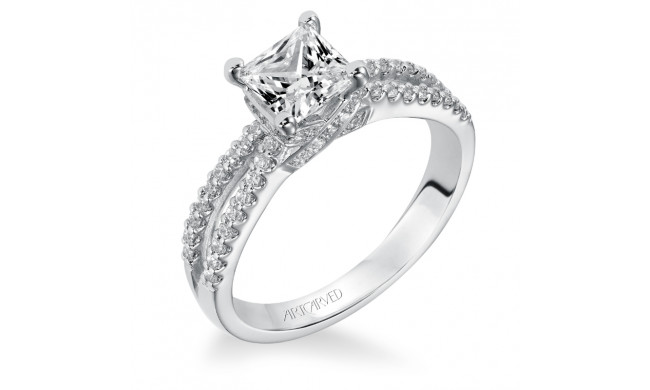 Artcarved Bridal Semi-Mounted with Side Stones Contemporary Engagement Ring Melanie 14K White Gold - 31-V344ECW-E.01