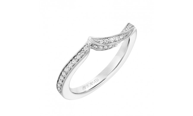 Artcarved Bridal Mounted with Side Stones Contemporary Floral Diamond Wedding Band Calalily 14K White Gold - 31-V784W-L.00
