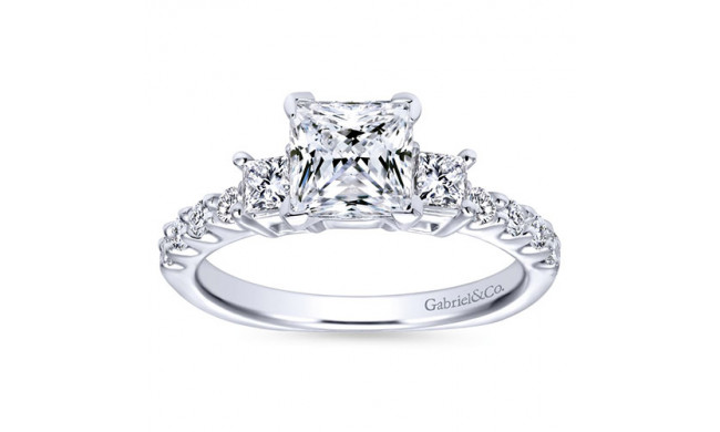 Gabriel & Co 14k White Gold Princess Cut 3 Stones Engagement Ring