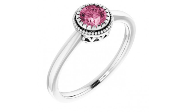 14K White Pink Tourmaline October Birthstone Ring - 651609120P