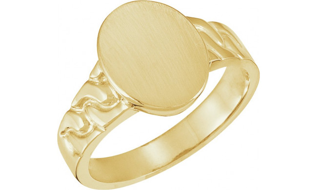 14K Yellow 14x11 mm Oval Signet Ring - 92468864P